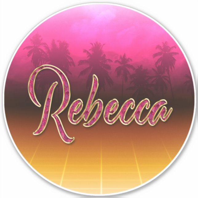 Pegatina Rebecca Vorname Name golden pink Aufkleber Sticker (Anverso)