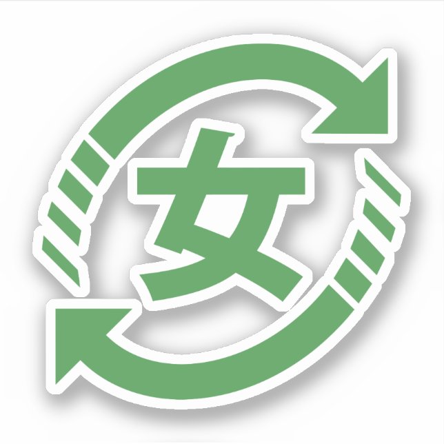 Pegatina Reciclar Chicas japoneses | Rótulo Kanji Nihongo (Anverso)