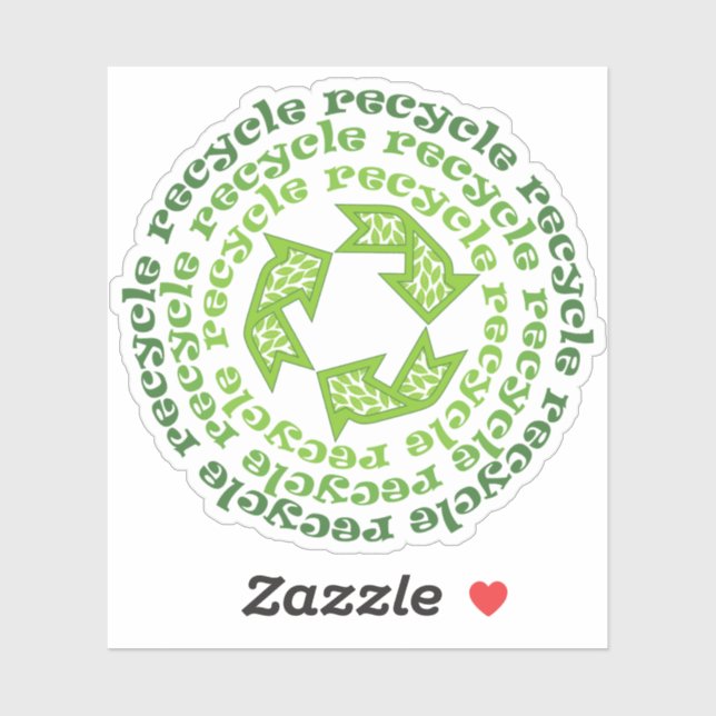 Pegatina Reciclar, reutilizar, reducir presupuesto con flec (Hoja)