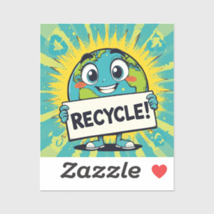 Pegatina Reciclemos hoy para un Día de la Tierra Verde