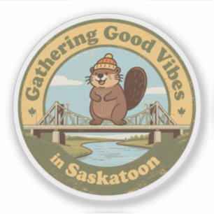 Pegatina Recopilando buenas vibras en Saskatoon Castor dive