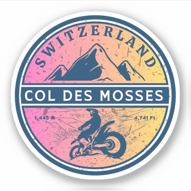 Pegatina Recorrido en moto por Col des Mosses (Anverso)