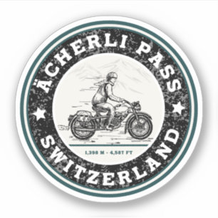 Pegatina Recorrido en moto por el paso de Ächerli en los Al