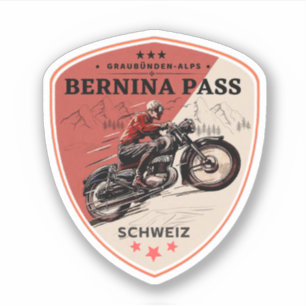 Pegatina recorrido en moto por el paso de Bernina en los Al