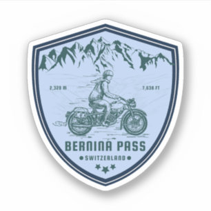 Pegatina recorrido en moto por el paso de Bernina en los Al