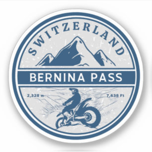 Pegatina recorrido en moto por el paso de Bernina en los Al
