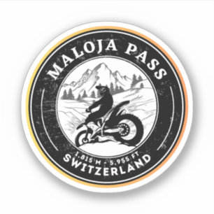 Pegatina Recorrido en moto por el paso de Maloja en los Alp