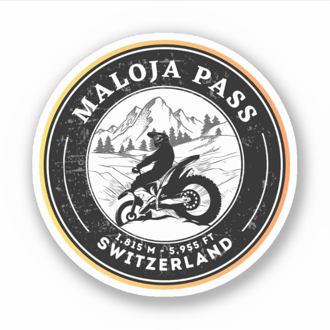 Pegatina Recorrido en moto por el paso de Maloja en los Alp (Anverso)