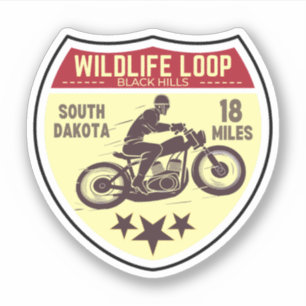 Pegatina recorrido en moto por Wildlife Loop Road sur de Da