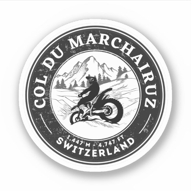 Pegatina Recorrido en motocicleta por el Col du Marchairuz (Anverso)