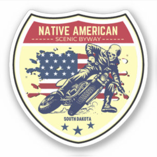 Pegatina Recorrido escénico de nativos americanos en moto