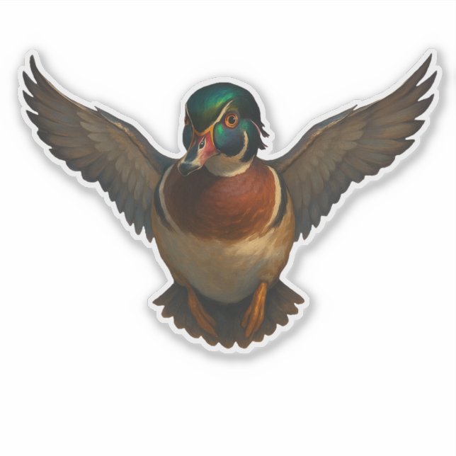 Pegatina recortada de pato de madera (Anverso)
