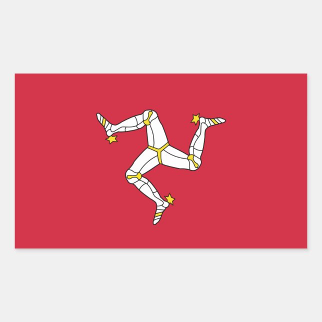 Pegatina Rectangle con bandera de la Isla de Man,  (Anverso)