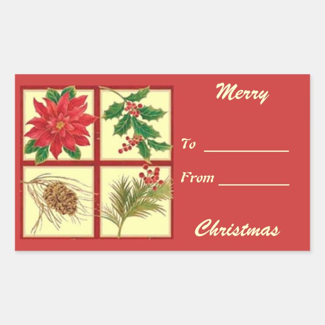 Pegatina Rectangle de etiqueta de regalo de Navida (Anverso)
