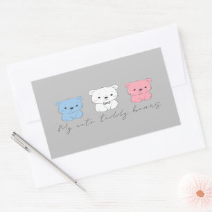 Pegatina Rectangular С usar el cachorro de oso, dibujar para los niños