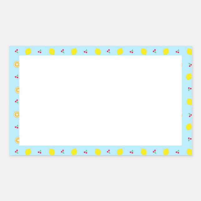 PEGATINA RECTANGULAR レモン＆チェリー（ブルー） 　   (Anverso)
