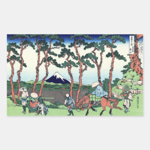 Pegatina Rectangular 東 海 道 保 土 谷, ^ View Mt.Fuji de Hodogaya, Hokusai