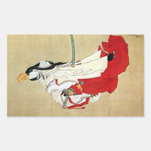 Pegatina Rectangular 白 拍 子, 北 Baile Shirabyōshi, Hokusai, Ukiyo-e