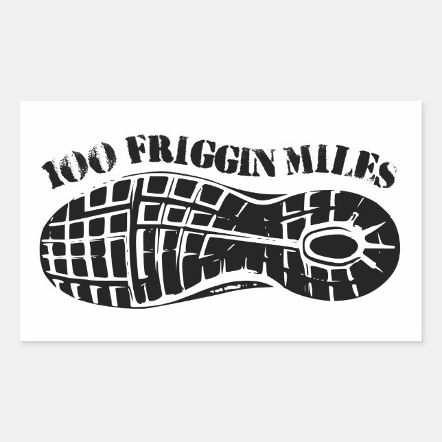 Pegatina Rectangular 100 Millas Friggin Ultra Running Tread (Anverso)
