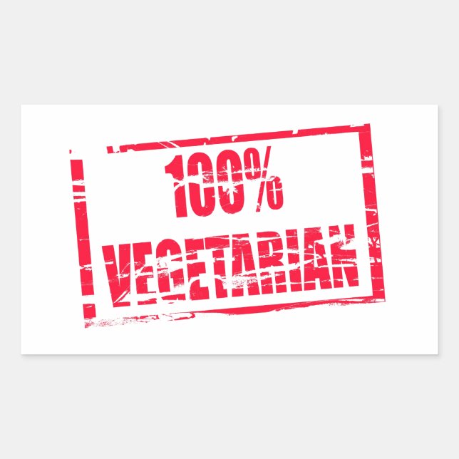 Pegatina Rectangular 100% vegetariano (Anverso)
