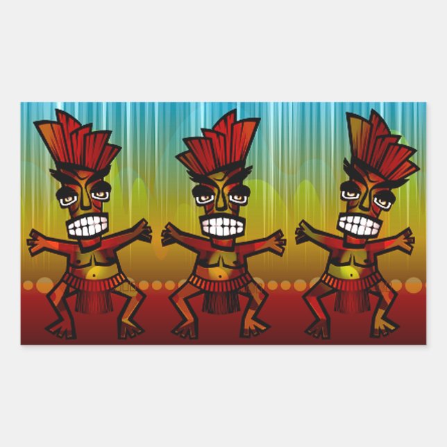 Pegatina Rectangular 1312743176_Vector_Clipart Hombres hawaianos de Tik (Anverso)