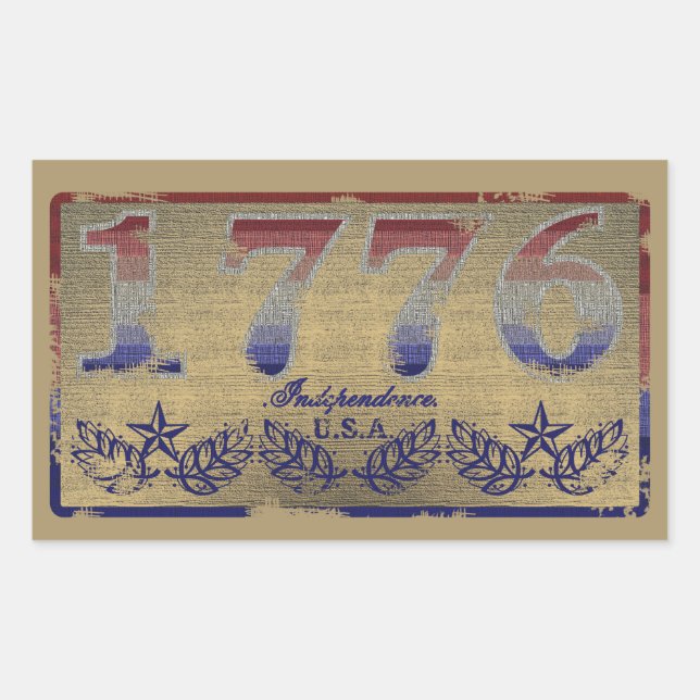 Pegatina Rectangular 1776 Independencia  (Anverso)