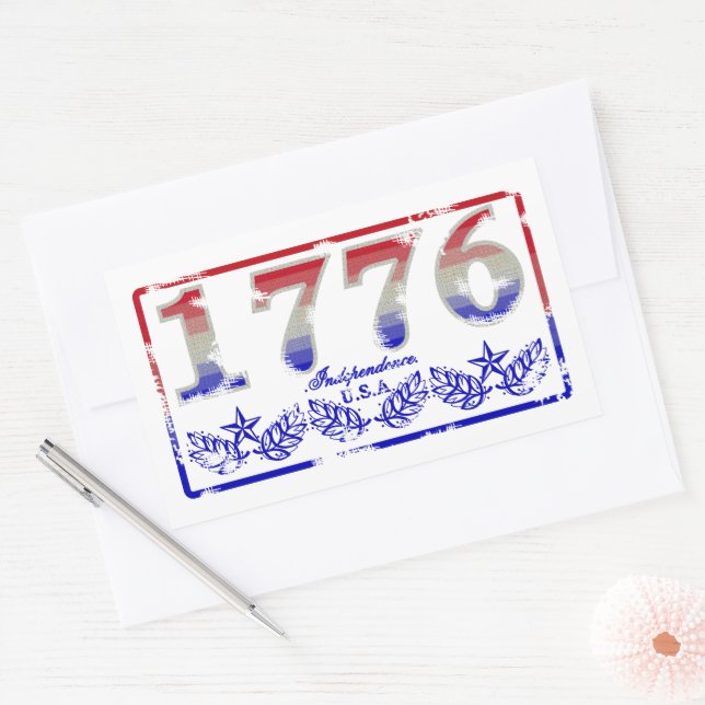 Pegatina Rectangular 1776 Independencia (Sobre)