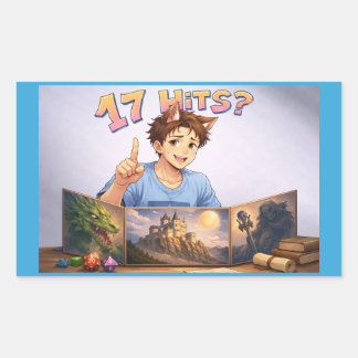 Pegatina Rectangular 17 HITS? Funny RPG Anime T-Shirt | Dungeon Master 