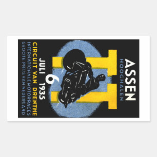 Pegatina Rectangular 1935 razas internacionales de la motocicleta