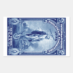 Pegatina Rectangular 1936 International Philatelic Expo Nueva York