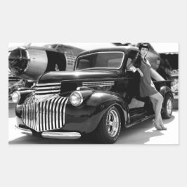 Pegatina Rectangular 1941 Chica De Camión De Recogida Chevy Hot Rod Pin