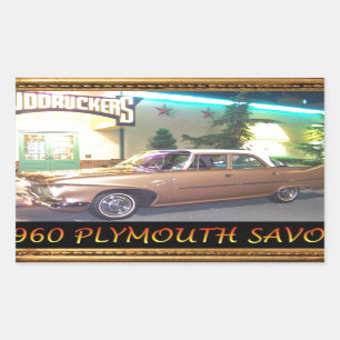 Pegatina Rectangular 1960PlymouthWithFrameAndText2LG.JPG