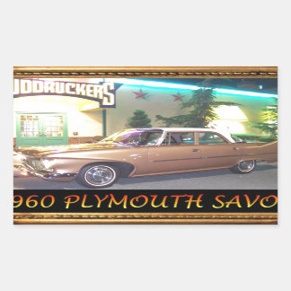 Pegatina Rectangular 1960PlymouthWithFrameAndText2LG.JPG