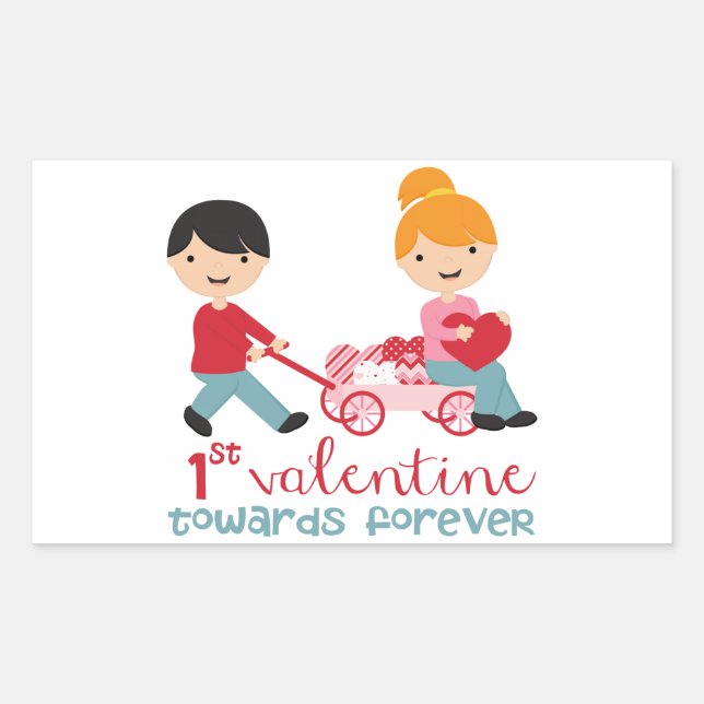 Pegatina Rectangular 1.ᵉʳ Día de San Valentín (Anverso)