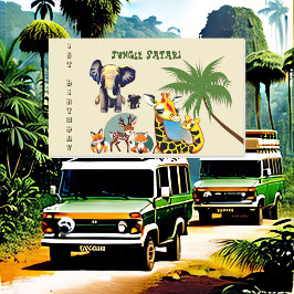 Pegatina Rectangular 1.ᵉʳ Nacimiento Selva Elefante de Safari