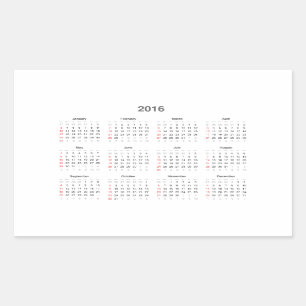 Pegatina Rectangular 2016 regalos del calendario