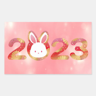 Pegatina Rectangular 2023, Año Nuevo Chino, Conejo