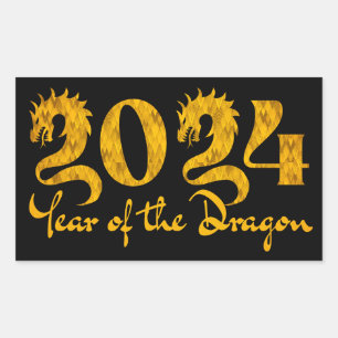 PEGATINA RECTANGULAR 2024 AÑO DEL DRAGÓN DE ORO