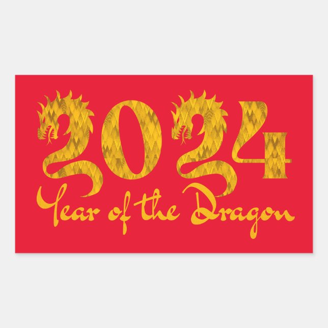 PEGATINA RECTANGULAR 2024 AÑO DEL DRAGÓN DE ORO (Anverso)
