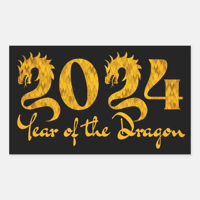 PEGATINA RECTANGULAR 2024 AÑO DEL ORO DEL DRAGÓN (Anverso)