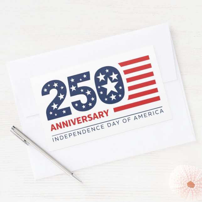 Pegatina Rectangular 250 Anniversary Independence Day Of America (Sobre)