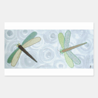 Pegatina Rectangular 2 Dragonflies #1
