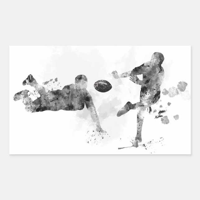 PEGATINA RECTANGULAR 2 JUGADORES DE RUGBY - (Anverso)