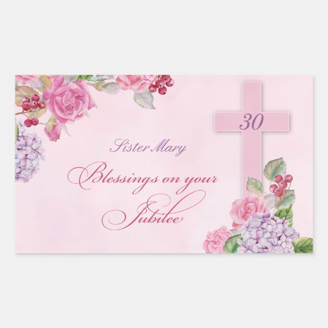 Pegatina Rectangular 30 Aniversario de la monja de la Vida Religiosa (Anverso)