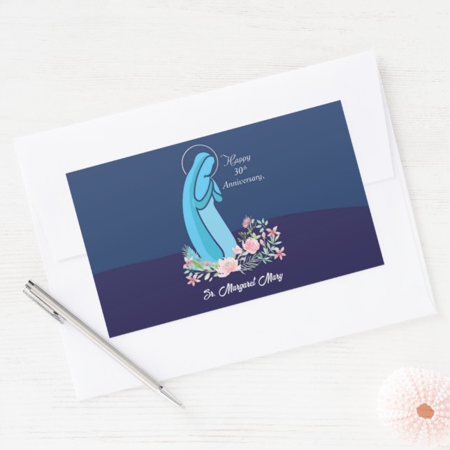 Pegatina Rectangular 30° aniversario de la vida religiosa de una flor r (Sobre)