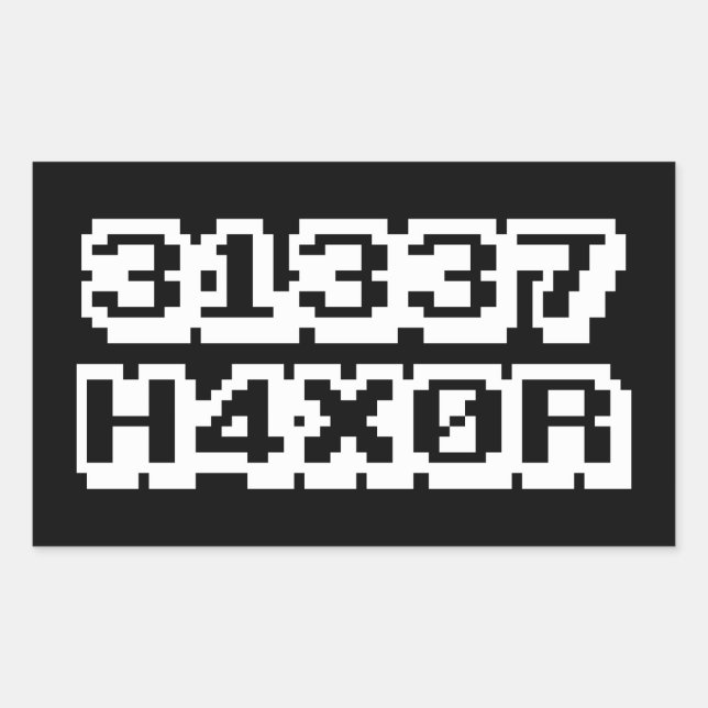 PEGATINA RECTANGULAR 31337 H4X0R (Anverso)