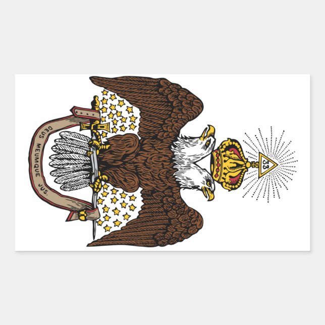 Pegatina Rectangular 33ro Rito escocés Brown Eagle del grado (Anverso)
