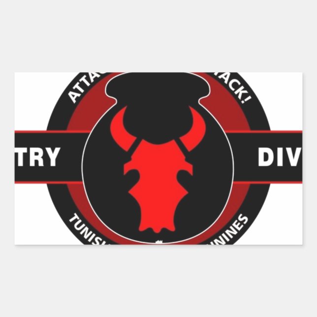 PEGATINA RECTANGULAR 34.ª DIVISIÓN DE INFANTERÍA" ROJO BULL" (Anverso)