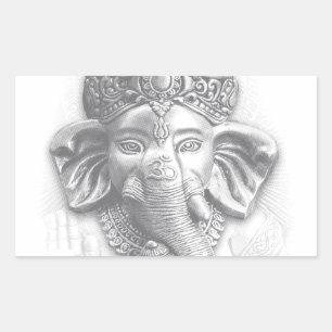 Pegatina Rectangular 3d Señor Ganesha - Om