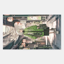 Pegatina Rectangular 【4枚セット】Green JK シール|寿司娘 GenerativeAI